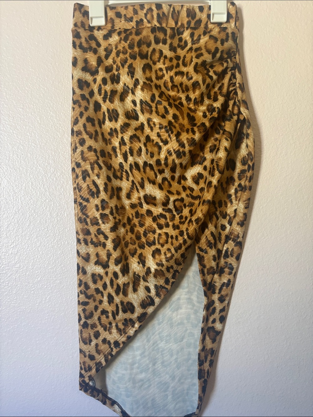 Easel Leopard Print Pencil Skirt Size S Ruched High Waist Tulip Hem